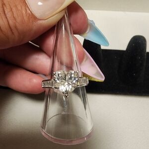 Heart-Shaped 3ct Moissanite Sterling Silver Ring